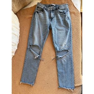 Zara 1975 Ripped Straight Jeans